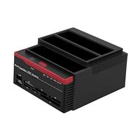 Asixx SATA HDD Docking Station, 2.5 Pouces 3.5 Pouces Dual-Bay USB3.0 Station d'accueil pour Disque Dur SATA/IDE Lecteur HUB pour M2 / MS/TF/SD/MMC/MS/CF/XD Fente(EU)