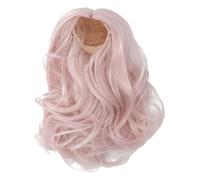 Asixxsix 1/6 Perruque Poupée Articulée à Balle, Longs Cheveux Bouclés pour 6,1 à 6,9 Pouces de Circonférence à la Tête Douche, Perruque de Poils de Poupée en Soie Douce (Rose crème)