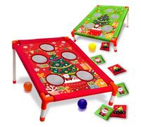 Asixxsix 2 Planches de Cornhole, Ensemble de Jeu de Cornhole pour Intérieur et Extérieur, Comprend des Poufs, Deux Planches de 28,4" X 20,9" avec 6 Sacs de Sable et 3 Balles, Soirée Pyjama, (Double