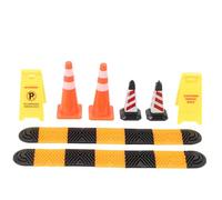 Asixxsix Accessoires de Scène de Voiture Miniature, Ralentisseurs de Pièce D'humeur de Voiture d'escalade 1/18 1/24, Cône de Route de Voiture RC et Panneaux D'avertissement