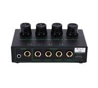 Asixxsix Amplificateur Casque 4 canaux, amplificateur Audio stéréo, Mini répartiteur d'écouteurs Portable avec contrôle du Volume, Sortie Casque TRS 6,35 mm et entrée Audio TRS
