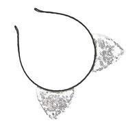 Asixxsix Bandeau D'oreille de Chat de Fête avec de Belles Paillettes, Décoration D'oreille de Chat Réversible pour Femme, Cerceaux de Cheveux en Fer Stables pour Halloween, 1 X Bandeau de (SILVER)