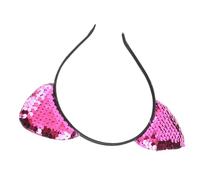 Asixxsix Bandeau D'oreille de Chat de Fête avec de Belles Paillettes, Décoration D'oreille de Chat Réversible pour Femme, Cerceaux de Cheveux en Fer Stables pour Halloween, 1 X Bandeau de (Rose rouge)