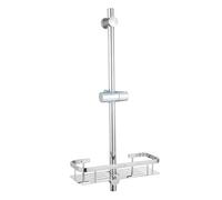 Asixxsix Barre Coulissante de Douche, Support de Pomme de Douche à Main Réglable en Hauteur avec Plateau, Finition Universelle Brossée, Barre D'appui (Barre coulissante de douche avec plateau