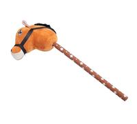 Asixxsix Bâton d'ÉQUIT, Bâton de Cheval en Peluche avec des Sons de Hennilement Réalistes, Apparence Adorable, de 70 Cm de Longueur, Peluche Douce, pour Les (Brun Clair aux Cheveux Noirs)