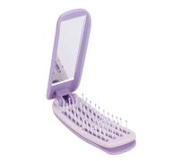 Asixxsix Brosse à Cheveux Autonettoyante, Mini Pliable avec Peigne Amovible, Brosse à Cheveux Compacte de Voyage, Petite à avec Miroir pour Femmes, Filles, Voyage, Salle de Sport (PURPLE)