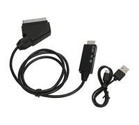 Asixxsix Câble Adaptateur Convertisseur D'interface Multimédia Péritel vers HD, Résolution 1080p 60 Hz, Convertisseur alimenté par USB pour Magnétoscope, Enregistreur DVD, Image HD pour Système de