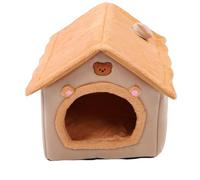 Asixxsix CASA cueva Para Gatos Cojín extraíble y Lavable CASA plegable Para mascotas Base antideslizante y diseño a prueba de mordidas Con Forma de OSO 45 x 40 x 45 cm (Yellow)