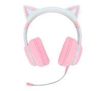 Asixxsix Casque de Jeu à Oreilles de Chat, Casque sans Fil Bluetooth 5.3 avec Lumière LED, Câble AUX de 3,5 Mm, Micro Rétractable, écouteurs Supra-Auriculaires pour PC, Ordinateur (Pink)