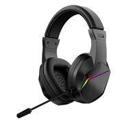 Asixxsix Casque de Jeu BT sans Fil, Pilotes 40 Mm sur L'oreille avec Microphone Omnidirectionnel et Lumières LED, Faible Latence pour PC Switch Mobile Live Streaming (Version BT Noire + sans Fil)