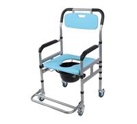 Asixxsix Chaise Percée de Chevet, Siège de Toilette Portable Robuste à 3 Niveaux de Réglage de la Hauteur, Chaise de Douche avec Roues Seau Amovibles, Conception Pliable pour Personnes âgées et
