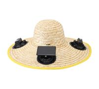 Asixxsix Chapeau Ventilateur Solaire avec 4 Ventilateurs, Chapeau de pêche extérieur à Larges Bords pour Hommes et Femmes, 3 Vitesses de Vent, Batterie 1000mAh