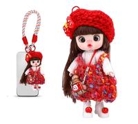 Asixxsix Charme de Téléphone Mignon, Poupée Pendentif de Téléphone Portable de 5,9 Pouces, Porte-clés de Téléphones Portables de Poupée de Petite Fille Articulée Suspendue avec Dragonne