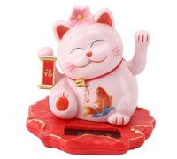 Asixxsix Chat Porte-Bonheur à énergie Solaire, Maneki Neko Blanc alimenté par L'énergie Solaire, Chat Porte-Bonheur pour la Maison, Le Bureau et la Décoration de Voiture