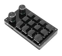 Asixxsix Clavier à Une Main, Clavier Mécanique Macro Programmable à 12 Touches avec Bouton de Réglage USB Type C Portable Plug and Play pour OS X (Tout Noir)