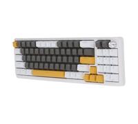 Asixxsix Clavier de Jeu Mécanique, 11 éclairages RVB Dynamiques,Clavier Mécanique sans Fil,Disposition à 75% des Touches N, rétroéclairé pour MacOS Android, Lumineux (Jaune Blanc Gris)