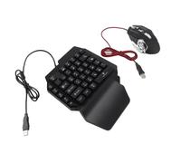 Asixxsix Clavier et Souris de Jeu à moitié Main, rétroéclairé par LED Filaire USB, Ciblage Rapide, Sensation Mécanique, Clavier de Jeu à Une Main, Mini de avec 3,5 Mm
