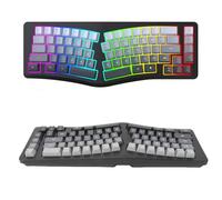 Asixxsix Clavier rétroéclairé RGB, 69 Touches Clavier de Jeu câblé avec Mise en Page de clé en Forme de V, Câble Amovible de Type C, 16 Millions de Modes de rétro-éclairage Couleur