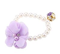 Asixxsix Collier élastique Réglable en Perles et Fleurs pour Animaux de Compagnie, Surface Lisse et Ronde, élastique et Pratique, adapté à un Usage Quotidien, Disponible en Plusieurs Couleurs (PURPLE)