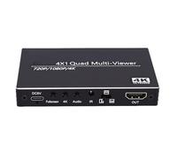 Asixxsix Commutateur Multiviewer HDMI, Commutateur Multiviewer Multi-écran 4 en 1 Sortie sans Couture avec Télécommande, Commutation Transparente, Prend en Charge 4K 30 Hz
