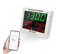 Asixxsix Décibel compteur, Grand écran LCD couleur niveau sonore avec alarme et connectivité WiFi pour la de la température du bruit et de l'humidité en salle de classe usine (Prise UE)