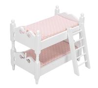 Asixxsix Dollhouse en Bois Miniature bébé Lit superposé, 01:12 échelle Dollhouse Miniature Double Couche Lit avec échelle Chambre Meubles Cartoon Ornement pour Les Enfants (Point)