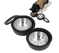 Asixxsix Double Bols pour Chiens Ensemble, Bols de Voyage pour Chiens en Acier Inoxydable Mangeur d'eau pour Animaux de Compagnie avec Un Sac de Rangement Suspendu EVA, Plat de Chien