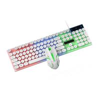 Asixxsix Ensemble Clavier et Souris Filaires avec Rétroéclairage LED Multicolore, Idéal pour Le Jeu sur Ordinateur Portable, PC, Bureautique et Professionnel. (White)