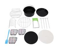 Asixxsix Ensemble D'accessoires pour Friteuse à Air, y Inclus Moule à Gâteau et à Pizza, Brochettes Barbecue, Grille, Pince à Plaque en Acier Inoxydable, Tapis en Silicone