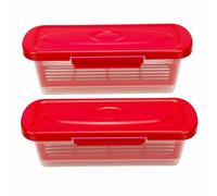 Asixxsix Ensemble de Bols à Pâte, Lot de 2 Shakers à Pâte Réutilisables en PP avec Couvercles et Plateaux à Panure Intégrés, pour Frire des Ailes de Poulet, des Rondelles D'oignon de (rouge)