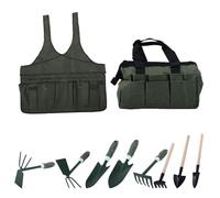 Asixxsix Ensemble d'Outils de Jardinage, Outils à Main Ergonomiques Légers de 9 Pièces, Essentiels de Jardinage, Tablier de avec Double Tête, Râteaux, Pelles, Sac Fourre-Tout pour la Maison, la