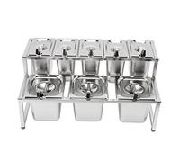 Asixxsix Étagère à sauces et confitures, support amovible en acier inoxydable à 2 rangées pour fruits avec couvercles, organiseurs de condiments, ensemble de (Type 9 Pot de 3 x 2,2 L Pot de 5 x 1,6 L)