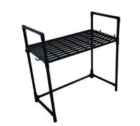 Asixxsix Étagère de Rangement de Cuisine, étagère de Comptoir en Métal à Un Niveau avec Crochets de Main Courante pour Four à micros-Ondes, Noir 50,5 X 51 X 27 Cm