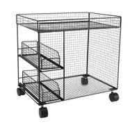 Asixxsix Étagère Mobile, étagère métallique à 3 Niveaux avec roulettes pivotantes à 360° et poignée, Peu encombrante, Chariot Roulant Robuste pour Cuisine, Salon, Bureau, Garage (Black)