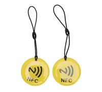 Asixxsix Étiquettes NFC, 10 Pièces Programmables Puce NTAG213, 144 Octets, | Porte-clés avec cordon élastique noir, boîtier en PVC EP, étanche, partage des réseaux sociaux WiFi, compatible avec NFC