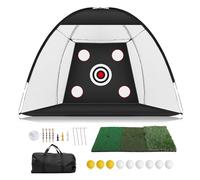 Asixxsix Filet d'entraînement au Golfs 10 x 7 Pieds avec Triple Tapis en Gazon, Filet de Golfs en Tissu Oxford résistant avec Cible pour l'entraînement au Swing et (Set (comme indiqué))