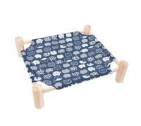 Asixxsix Hamac pour Chat et Chien, Lit Hamac surélevé en Bois pour Chat, Lits Surélevés pour Chien avec Base Stable et Antidérapante pour Intérieur et Extérieur, Lit pour, pour (tête de Bleu)