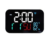 Asixxsix Horloge Intelligente WiFi, Réveil Numérique avec Moniteur de Température et d'humidité, Grand écran LED, 4 Niveaux de luminosité, Contrôle par Application (Coquille blanche - Lumière