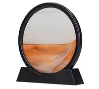 Asixxsix Image d'art de Sable en Mouvement, 7 Pouces Rond en Verre 3D Deep Sea Sandscape in Motion Display Flowing Sand Frame 3D Peinture de Sable Relaxant Décoration de Bureau à Domicile (Jaune)