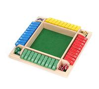 Asixxsix Jeu de société Shut The Box, Base Antidérapante, Chiffres Clairs, Jeu de société Mathématique Portable, Jeux de Dés avec Tuiles en Bois pour 2 à 4 Joueurs, Fête au Pub à Domicile (Fond Vert)