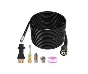 Asixxsix Kit de Jet d'égout, Tuyau de Nettoyage de Canalisation Haute Pression de 5800 PSI, Buse de 1/8" Triple Couche Renforcée pour Tuyaux Bouchés, Nettoyeur de Canalisation d'égout 'évier -