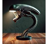 Asixxsix Lampe de Bureau Xenomorph Alien, Support de Lampe Décoratif en Résine, de Bureau LED avec Sculpture de Créature Unique avec Détails Fabriqués à la Main pour Salon