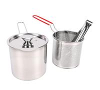 Asixxsix Marmite à Friteuse en Acier Inoxydable avec Panier | Corps de qualité Alimentaire 304, Compatible avec Table de Cuisson en Céramique à Induction, Couvercle scellé Bloque