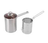 Asixxsix Marmite à Friteuse en Acier Inoxydable avec Panier, Petite Marmite à Friteuse avec Couvercle et Panier de Filtre à Huile, Récipient à Graisse de Bacon pour la Cuisine, la