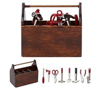 Asixxsix Mini Boîte à Outils en Bois Exquis, Modèle pour Maison de Poupée 1/12, Accessoire écologique coloré pour Les Fans de Poupées