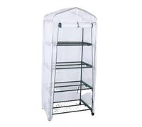 Asixxsix Mini Serre, Kit de Petites Serres Portables à 4 Niveaux avec Roue et Housse en PE, Porte à Fermeture éclair Enroulable, étanche à l'eau, Maison Chaude pour Plantes (White)