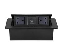 Asixxsix Multiprise escamotable, Prise de Bureau escamotable à 3 Broches et Ports USB, Prise de Courant encastrée pour Table de conférence, Prises pour Bureau de conférence