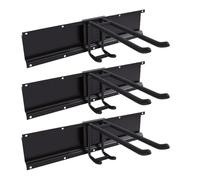 Asixxsix Organisateur d'outils de garage, 6 crochets à double couche et 3 rails avec 16 pouces d'espacement de colonne centrale, Rack de montage mural tient 360lbs, pour (3 planches 6 crochets