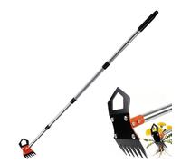 Asixxsix Outil D'extraction des Mauvaises Herbes avec Manche Long | Râteau à Mauvaises Herbes et Houe de Jardin 2 en 1, Râteau de Culture à 6 Dents, Outils de Désherbage Debout, Outils