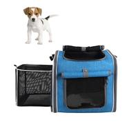 Asixxsix Panier de Chien pour vélo, Expandable Soft Shell Bike Pet Carrier, 4 Portes Ouvertes 4 fenêtres en Sac de Voyage imperméable pour Animaux de Compagnie (Blue)